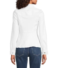 Liverpool Los Angeles Stretch Denim Point Collar Long Sleeve Peplum Hem Trucker Jacket