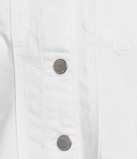 Liverpool Los Angeles Stretch Denim Point Collar Long Sleeve Peplum Hem Trucker Jacket