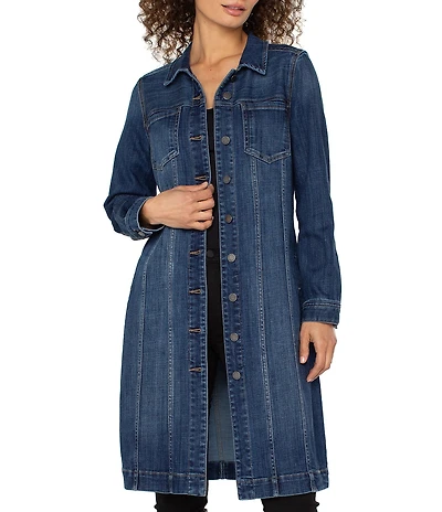 Liverpool Los Angeles Stretch Denim Point Collar Long Sleeve Trucker Jacket