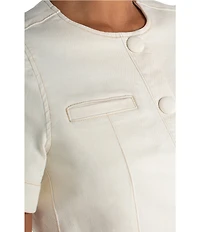 Liverpool Los Angeles Stretch Denim Round Collar Short Sleeve Cropped Coordinating Jacket