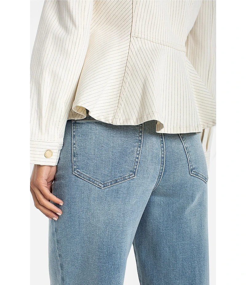 Liverpool Los Angeles Stretch Denim Striped Point Collar Long Sleeve Trucker Peplum Jacket