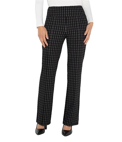 Liverpool Los Angeles Stretch Knit Jacquard Checker Flare Leg Full Length Pants