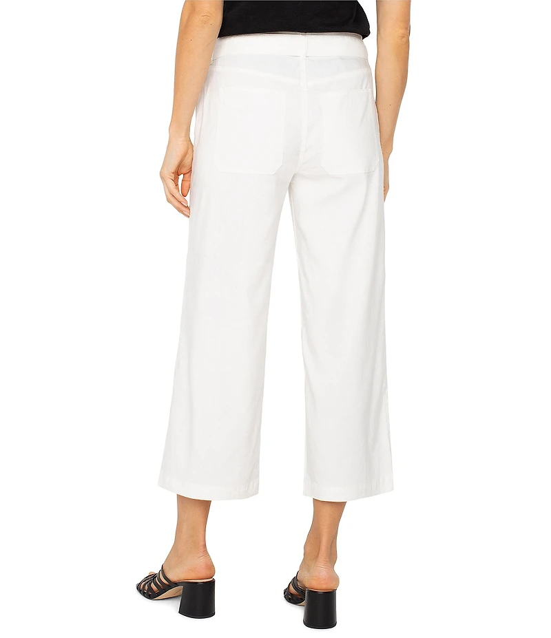 Liverpool Los Angeles Stretch Linen Blend Belted Wide Leg Cropped Pants