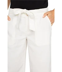 Liverpool Los Angeles Stretch Linen Blend Belted Wide Leg Cropped Pants