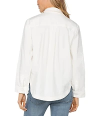 Liverpool Los Angeles Stretch Linen Blend Point Collar Long Sleeve Shirt