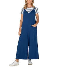Liverpool Los Angeles Stretch Linen Blend Wide Leg Cropped Jumpsuit