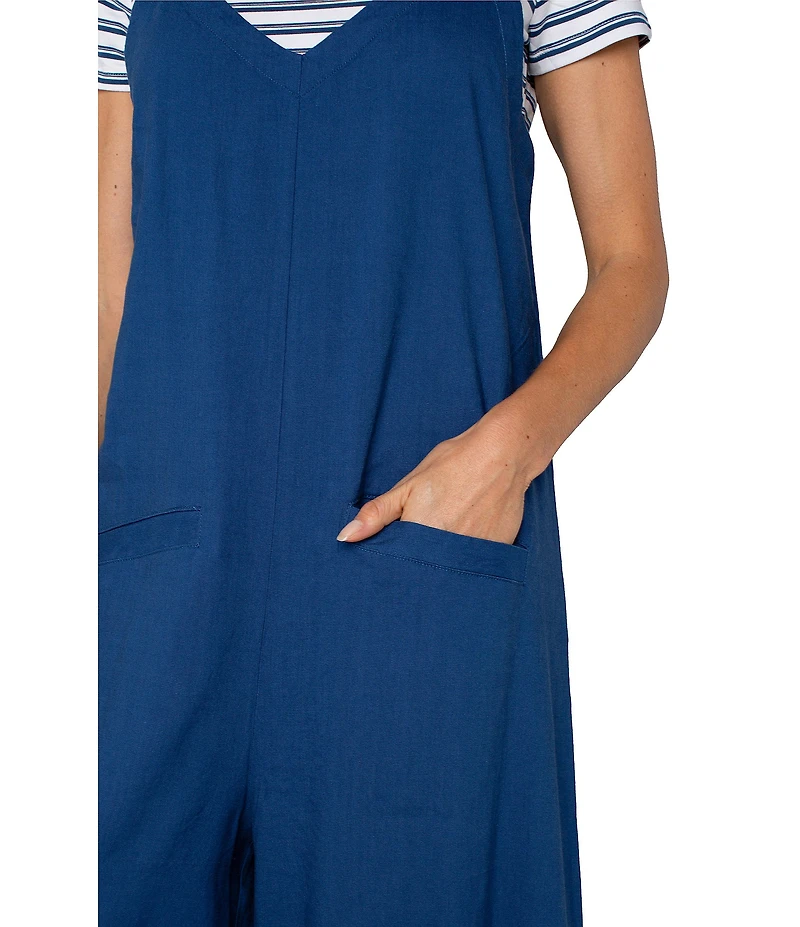 Liverpool Los Angeles Stretch Linen Blend Wide Leg Cropped Jumpsuit