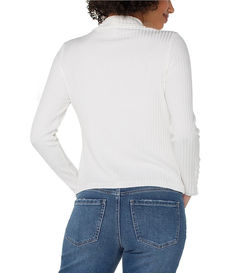 Liverpool Los Angeles Stretch Ribbed Knit Mock Neck Long Sleeve Top