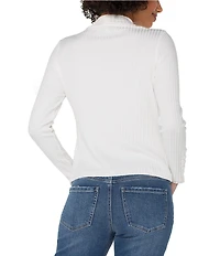 Liverpool Los Angeles Stretch Ribbed Knit Mock Neck Long Sleeve Top