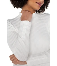 Liverpool Los Angeles Stretch Ribbed Knit Mock Neck Long Sleeve Top