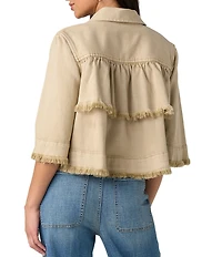 Liverpool Los Angeles Stretch Sate Point Collar 3/4 Sleeve Flounce Jacket