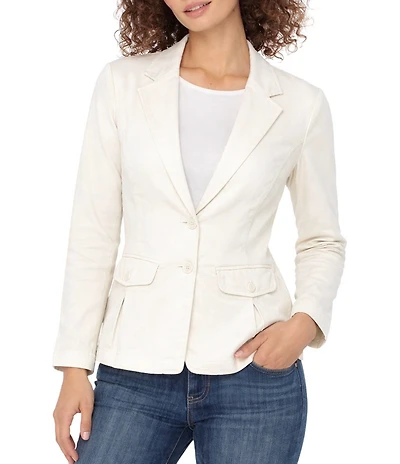 Liverpool Los Angeles Stretch Twill Notch Collar Long Sleeve Peplum Blazer