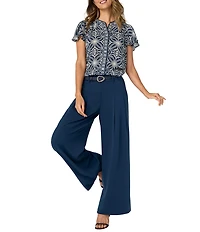 Liverpool Los Angeles Stretch Woven High Rise Pleated Wide Leg Pants