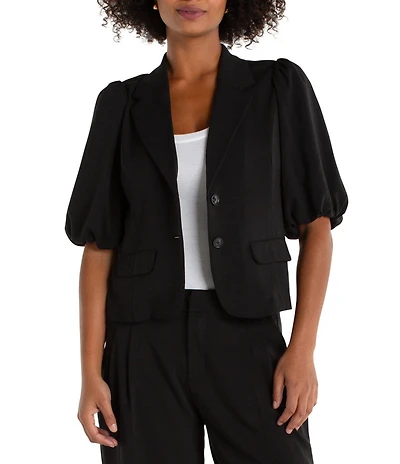 Liverpool Los Angeles Stretch Woven Notch Collar Short Balloon Sleeve Blazer