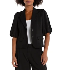 Liverpool Los Angeles Stretch Woven Notch Collar Short Balloon Sleeve Blazer