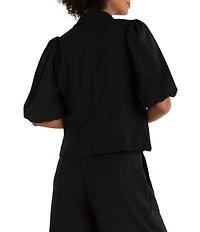 Liverpool Los Angeles Stretch Woven Notch Collar Short Balloon Sleeve Blazer