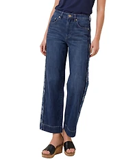 Liverpool Los Angeles Stride Denim Jacquard Floral Side Blocking Mid Rise Jeans