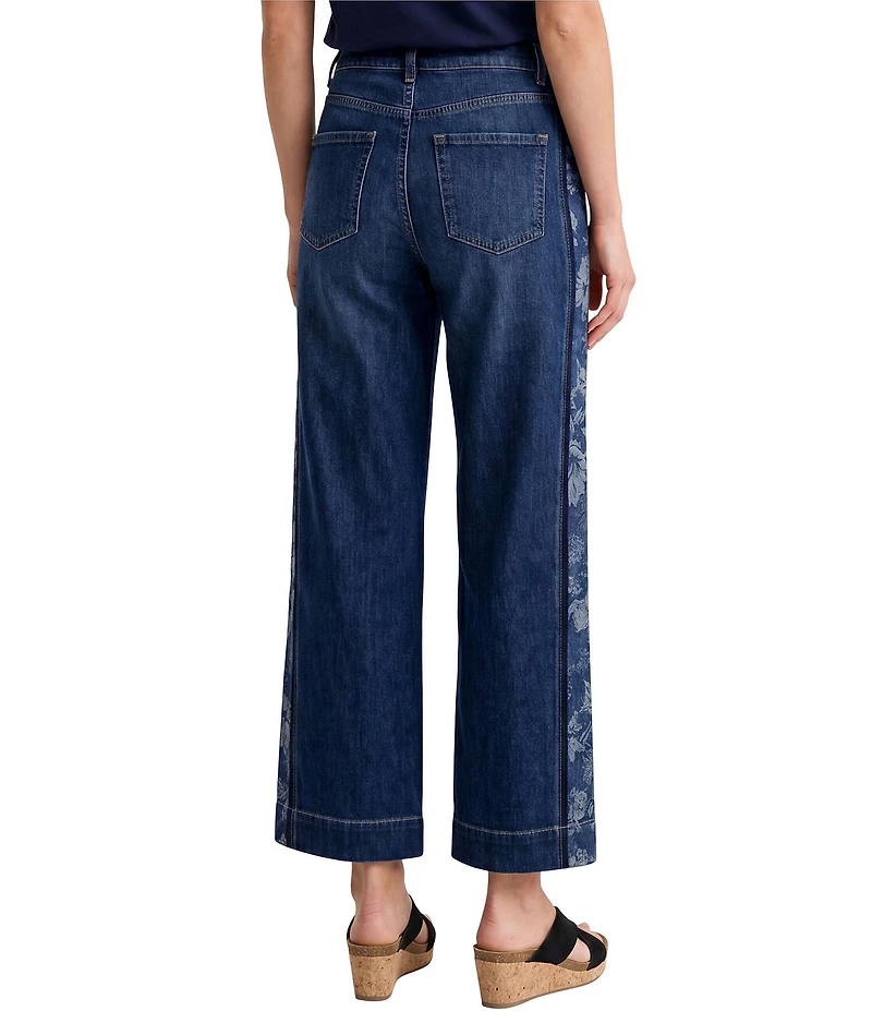 Liverpool Los Angeles Stride Denim Jacquard Floral Side Blocking Mid Rise Jeans