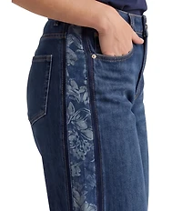 Liverpool Los Angeles Stride Denim Jacquard Floral Side Blocking Mid Rise Jeans