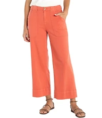 Liverpool Los Angeles Stride Stretch Denim Mid-Rise Wide Leg Crop Cargo Pants