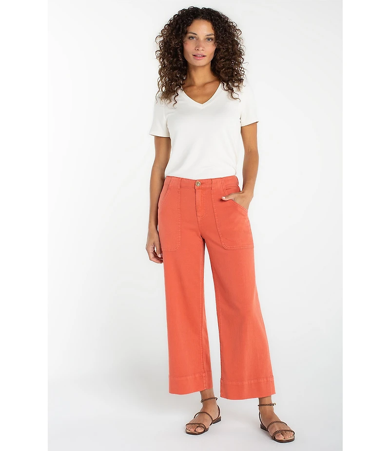 Liverpool Los Angeles Stride Stretch Denim Mid-Rise Wide Leg Crop Cargo Pants