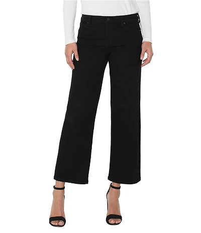Liverpool Los Angeles Stride Stretch Denim Mid Rise Wide Leg Cropped Jeans