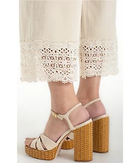 Liverpool Los Angeles Stride Twill Mid Rise Wide Leg Lace Cropped Jeans