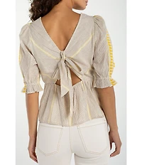 Liverpool Los Angeles Stripe Jacquard Square Neck Short Sleeve Top