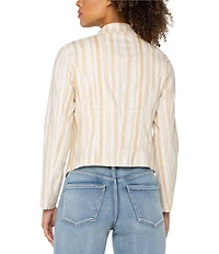 Liverpool Los Angeles Stripe Notch Collar Long Sleeve Open Front Blazer