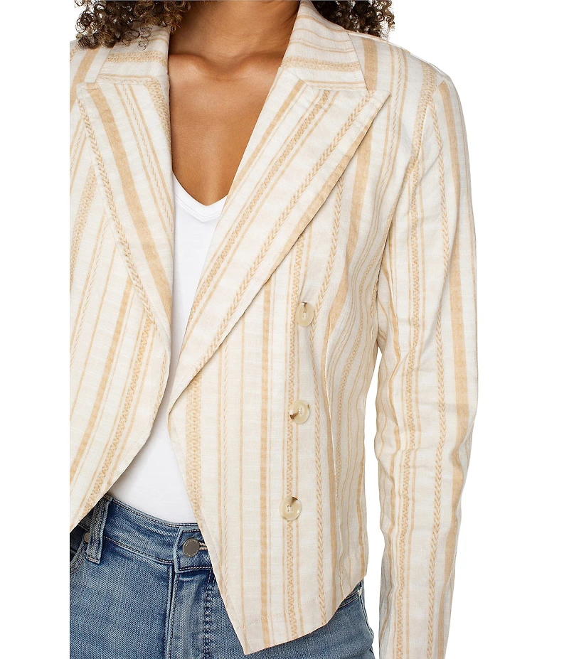 Liverpool Los Angeles Stripe Notch Collar Long Sleeve Open Front Blazer