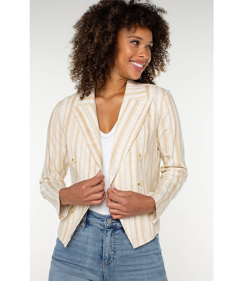 Liverpool Los Angeles Stripe Notch Collar Long Sleeve Open Front Blazer