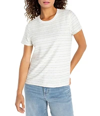 Liverpool Los Angeles Striped Knit Crew Neck Short Sleeve Tee