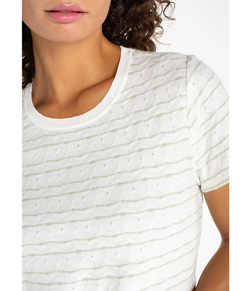 Liverpool Los Angeles Striped Knit Crew Neck Short Sleeve Tee