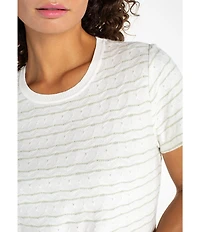 Liverpool Los Angeles Striped Knit Crew Neck Short Sleeve Tee