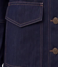 Liverpool Los Angeles Textured Denim Point Collar Long Sleeve Jacket