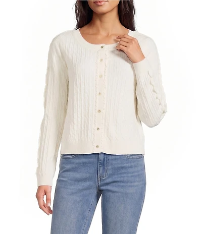 Liverpool Los Angeles Textured Pointelle Boat Neck Long Sleeve Cardigan