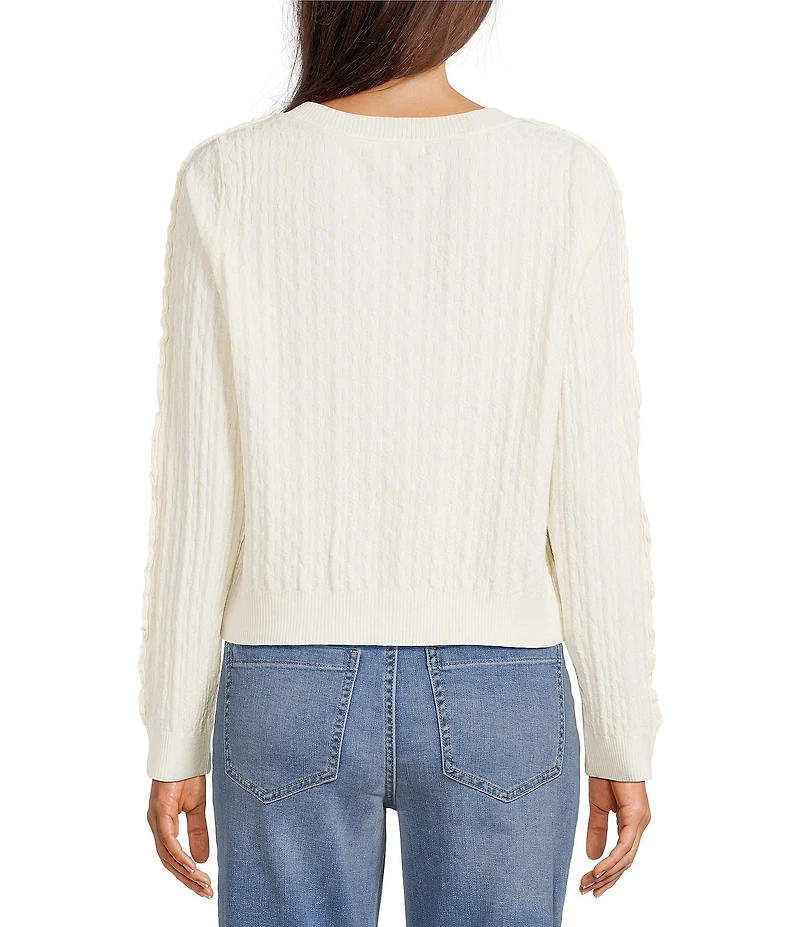 Liverpool Los Angeles Textured Pointelle Boat Neck Long Sleeve Cardigan
