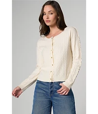 Liverpool Los Angeles Textured Pointelle Boat Neck Long Sleeve Cardigan