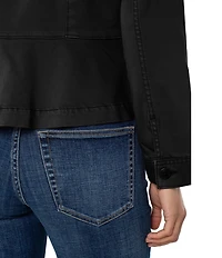 Liverpool Los Angeles Twill Point Collar Long Sleeve Button Front Peplum Trucker Jacket