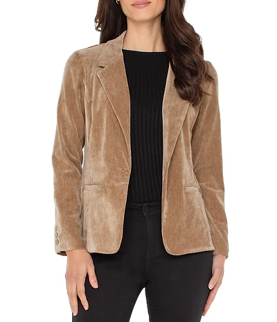 Liverpool Los Angeles Velvet Fitted Collared Long Sleeve Blazer