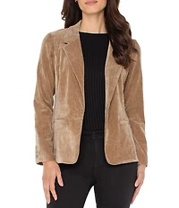 Liverpool Los Angeles Velvet Fitted Collared Long Sleeve Blazer