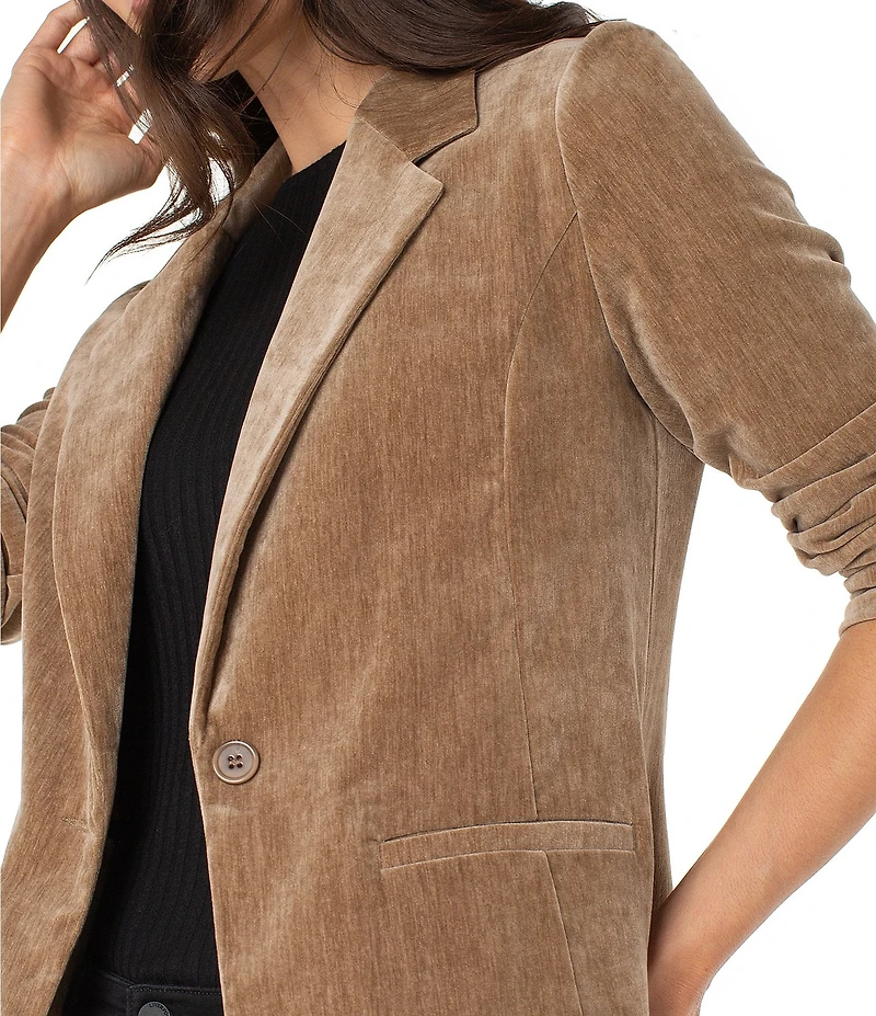 Liverpool Los Angeles Velvet Fitted Collared Long Sleeve Blazer