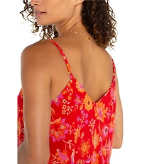 Liverpool Los Angeles Woven Floral Print V-Neck Sleeveless A-Line Maxi Dress