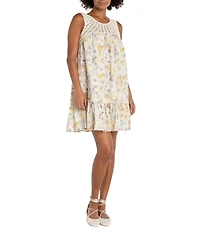 Liverpool Los Angeles Woven Lace Round Neck Sleeveless A-Line Dress