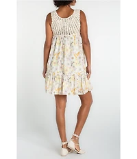 Liverpool Los Angeles Woven Lace Round Neck Sleeveless A-Line Dress