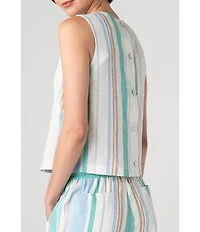 Liverpool Los Angeles Woven Multi Stripe Round Neck Sleeveless Coordinating Top