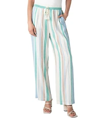 Liverpool Los Angeles Woven Multi Stripe Wide Leg Full Length Pants