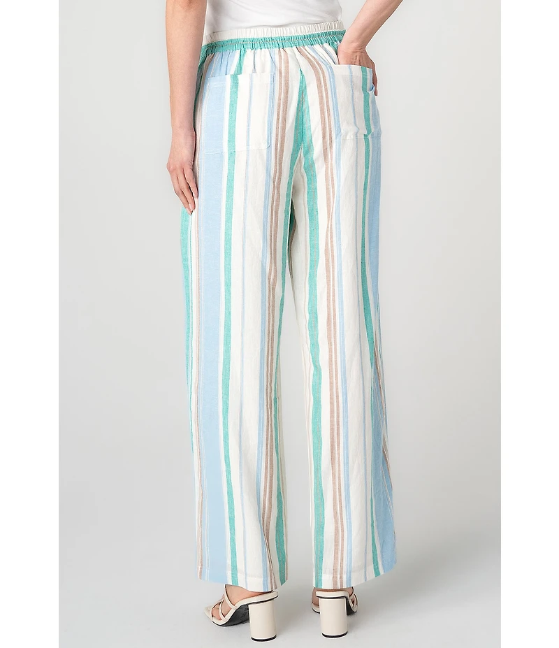 Liverpool Los Angeles Woven Multi Stripe Wide Leg Full Length Pants