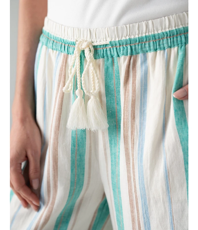 Liverpool Los Angeles Woven Multi Stripe Wide Leg Full Length Pants