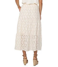 Liverpool Los Angeles Woven Oval Eyelet Maxi Tiered Skirt